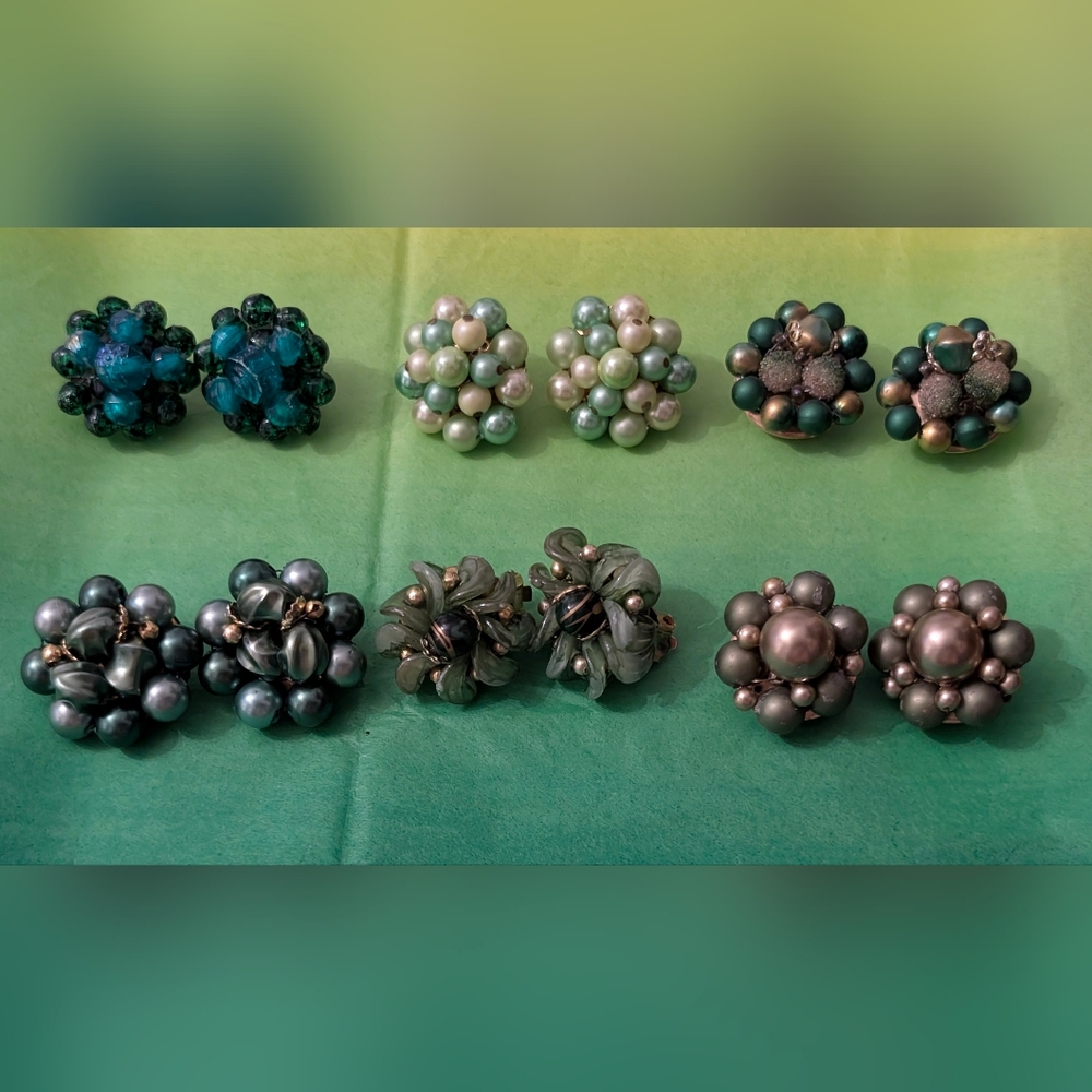 Jewelry Lot, Clip-On Cluster Earrings